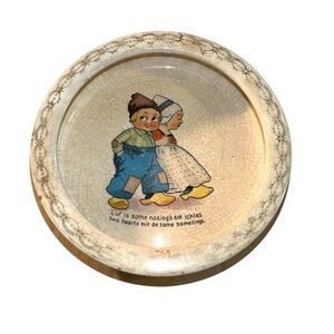 Little Dutch Boy & Girl Gold Trim Vintage Ceramic Baby Child’s Bowl Plate Dish